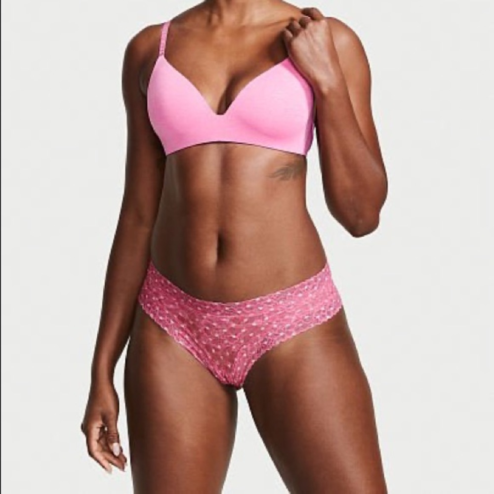 NWT Victoria Secret Panty - Pink & White - Size L